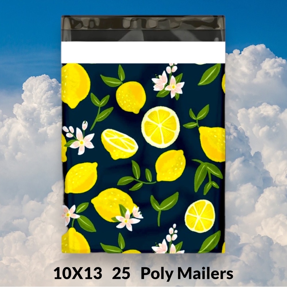 ( Quantity 25 10x13 ) Lemon Blossoms Leaves Poly Mailers Bag Shipping Envelope